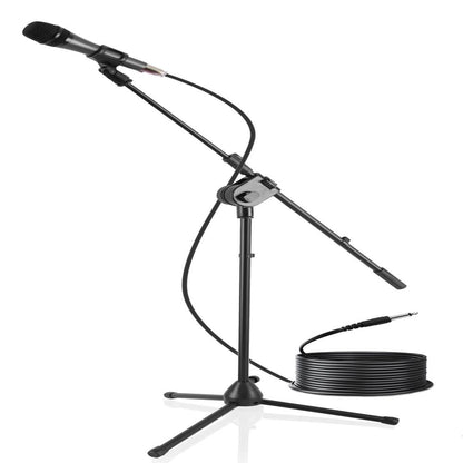 Dynamic Microphone & Tripod Stand Set High Clarity Adjustable Steel