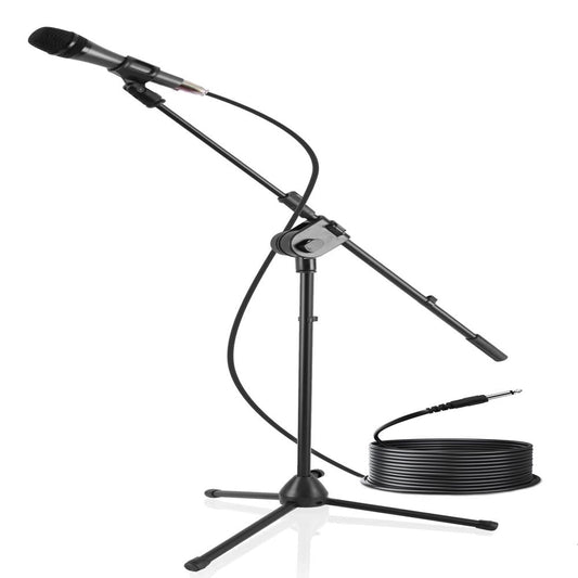 Dynamic Microphone & Tripod Stand Set High Clarity Adjustable Steel