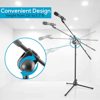 Dynamic Microphone & Tripod Stand Set High Clarity Adjustable Steel