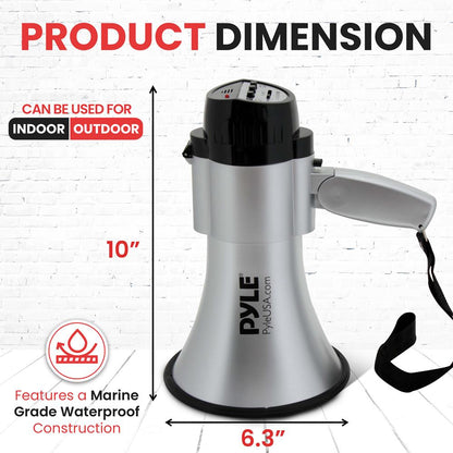 Megáfono Portátil 30W de Potencia Modo Sirena Plateado