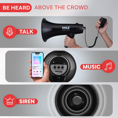 Megáfono con sirena y modos de música de 40 W y alcance de 914 metros