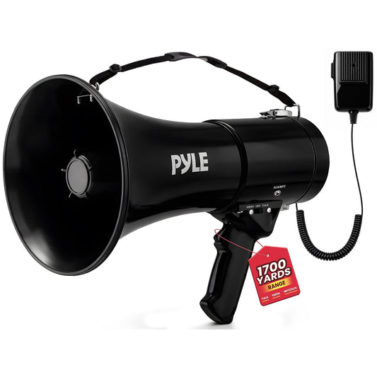 50W Megaphone Speaker with Siren AUX Input Handheld Mic 1700 Range