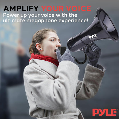 50W Megaphone Speaker with Siren AUX Input Handheld Mic 1700 Range