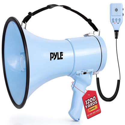 Megáfono de 50W - Proyección de sonido fuerte con entrada auxiliar, color azul