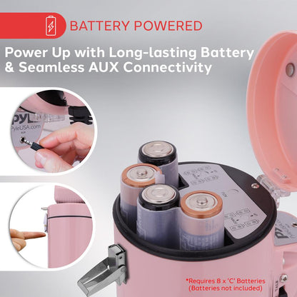 Megáfono de 50W - Proyección de sonido potente Entrada auxiliar Rosa