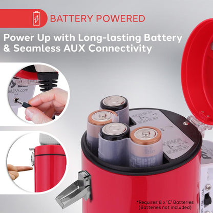 Megáfono de 50W con Sirena Potente Entrada Auxiliar Blanco-Rojo