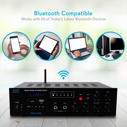 Sistema de audio compacto con amplificador PA Bluetooth inalámbrico de 500 W y entrada de micrófono