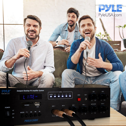 Sistema de audio compacto con amplificador PA Bluetooth inalámbrico de 500 W y entrada de micrófono