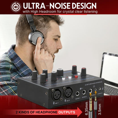 Interfaz de audio USB - Grabación impecable - Ruido ultrabajo - Diseño compacto