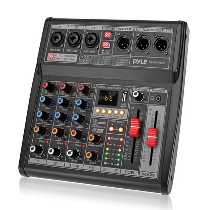 Mezclador de audio para DJ de 3 canales - 16 efectos DSP Interfaz USB Alimentación Phantom