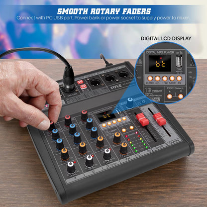Mezclador de audio para DJ de 3 canales - 16 efectos DSP Interfaz USB Alimentación Phantom
