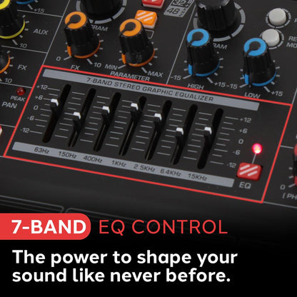 12-Channel Bluetooth Studio Mixer - USB Recording 7-Band EQ 48V Power