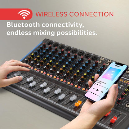 12-Channel Bluetooth Studio Mixer - USB Recording 7-Band EQ 48V Power