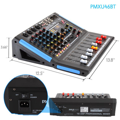 4-Channel Bluetooth Studio Mixer - USB Recording 48V Power 7-Band EQ