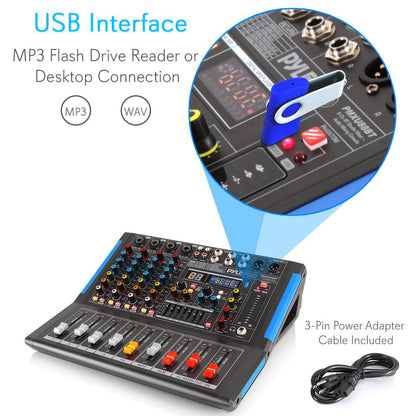 4-Channel Bluetooth Studio Mixer - USB Recording 48V Power 7-Band EQ