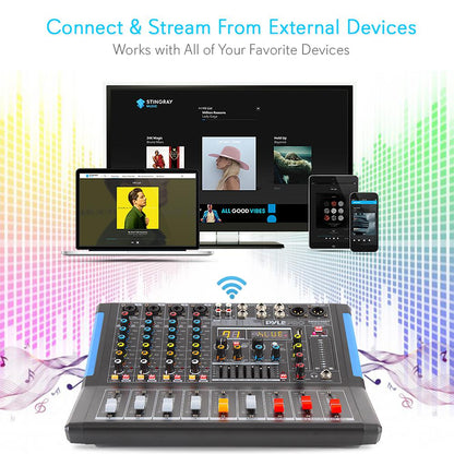 4-Channel Bluetooth Studio Mixer - USB Recording 48V Power 7-Band EQ