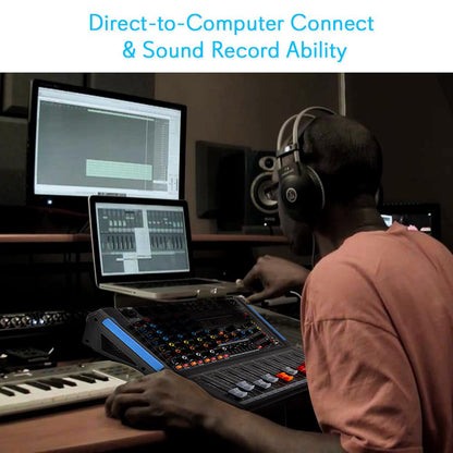 4-Channel Bluetooth Studio Mixer - USB Recording 48V Power 7-Band EQ