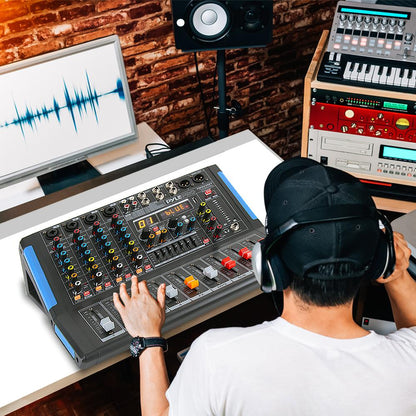 4-Channel Bluetooth Studio Mixer - USB Recording 48V Power 7-Band EQ