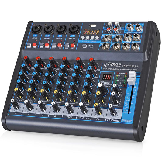 8-Channel Bluetooth Studio Mixer - USB DSP Phantom Power DJ/Studio Use