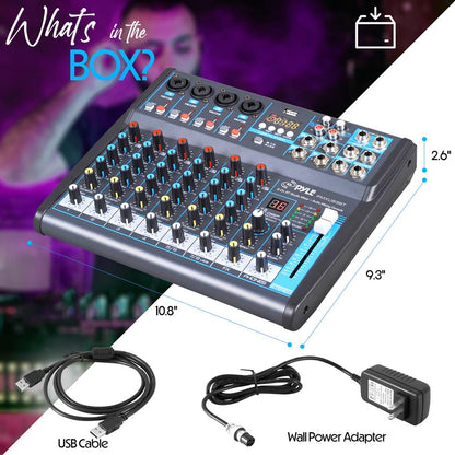 8-Channel Bluetooth Studio Mixer - USB DSP Phantom Power DJ/Studio Use