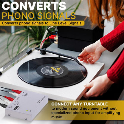 Preamplificador de fono para tocadiscos - Salida RCA de bajo ruido, diseño compacto