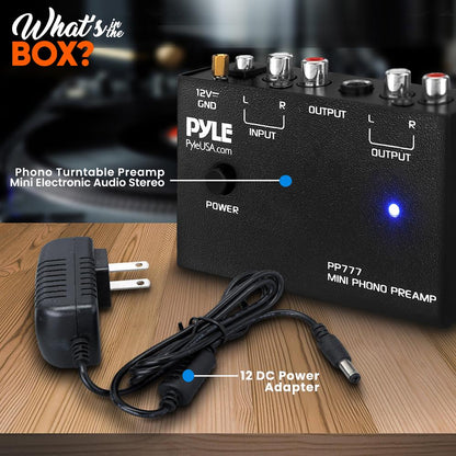 Mini Phono Turntable Preamp - Low Noise RCA Input/Output 12V Adapter