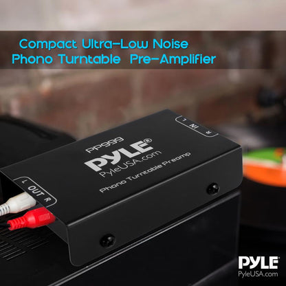 Mini preamplificador de fono para tocadiscos - Entrada/salida RCA de bajo ruido, carcasa metálica