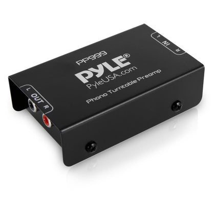 Mini preamplificador de fono para tocadiscos - Entrada/salida RCA de bajo ruido, carcasa metálica