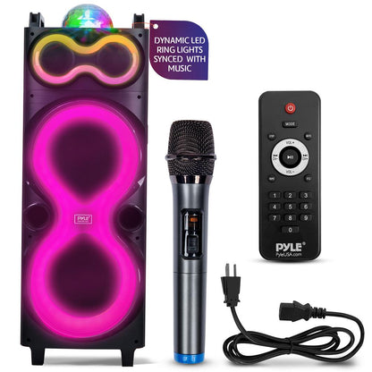 Altavoz Bluetooth para Fiestas 240W Bajos Potentes Doble Altavoz de 10 pulgadas Luces LED