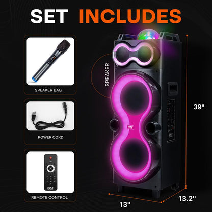 Altavoz Bluetooth para Fiestas 240W Bajos Potentes Doble Altavoz de 10 pulgadas Luces LED