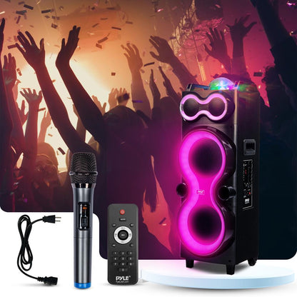 Altavoz Bluetooth para Fiestas 240W Bajos Potentes Doble Altavoz de 10 pulgadas Luces LED