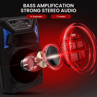 Altavoz PA portátil Bluetooth 400W Luces LED Micrófono Ruedas Recargable