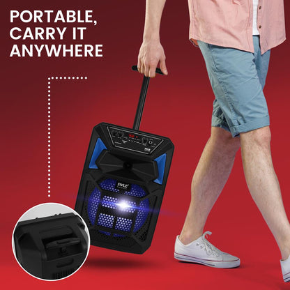 Altavoz PA portátil Bluetooth 400W Luces LED Micrófono Ruedas Recargable