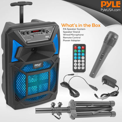 Altavoz PA portátil Bluetooth 400W Luces LED Micrófono Ruedas Recargable