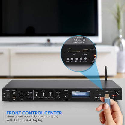 Rack Mount Pre-Amplifier - Bluetooth Streaming Recording Mode Metal Panel