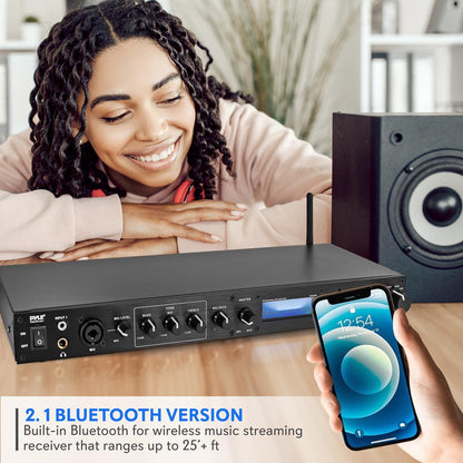 Rack Mount Pre-Amplifier - Bluetooth Streaming Recording Mode Metal Panel