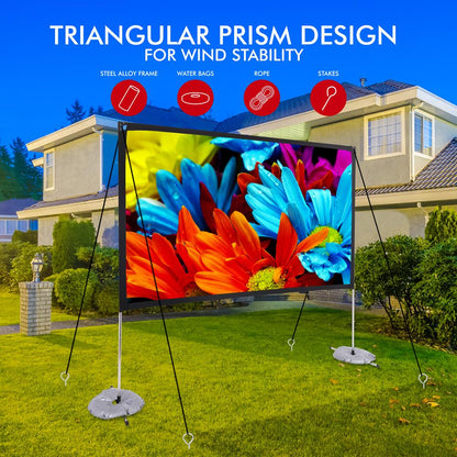 120 Portable Projector Screen HD 16:9 Wrinkle-Resistant Matte White
