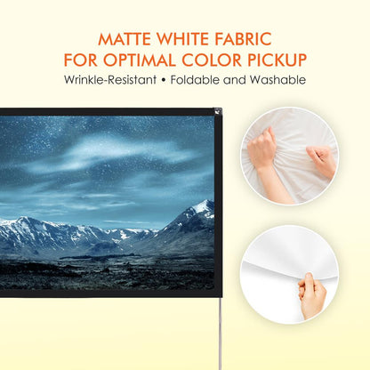 Pantalla de proyector portátil de 80" - HD 4K, blanca mate, plegable para interior/exterior