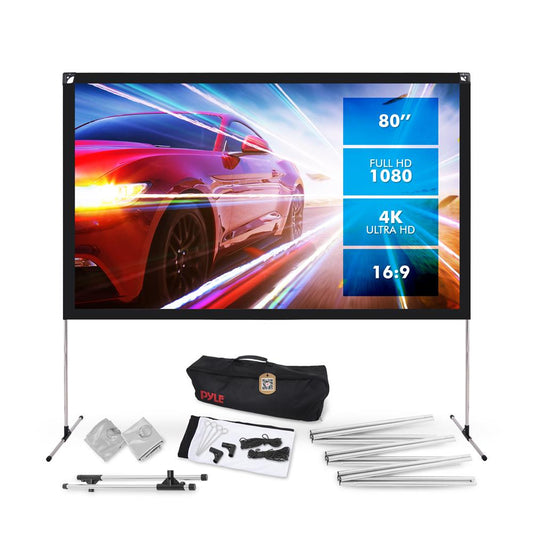 80 Portable Projector Screen - HD 4K Matte White Foldable Indoor/Outdoor