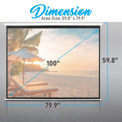 Easy Pull-Down Projector Screen 100-Inch