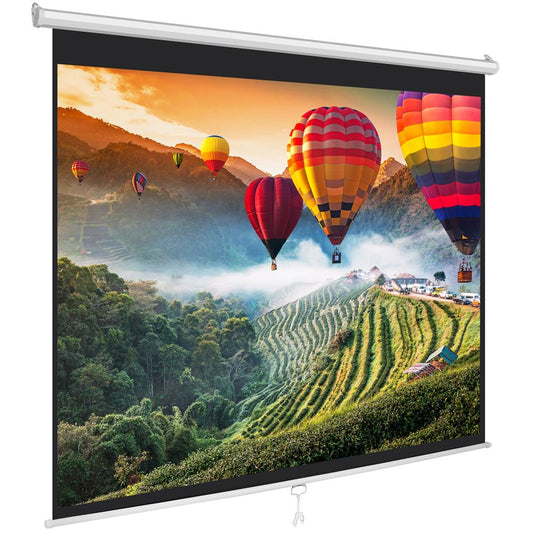Manual Pull-Down Projector Screen Clear Image Matte White 72-Inch