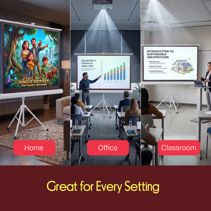 50 Portable Projector Screen Easy Setup White Matte Fabric