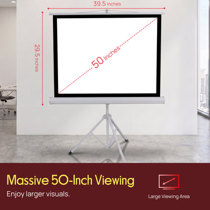 50 Portable Projector Screen Easy Setup White Matte Fabric