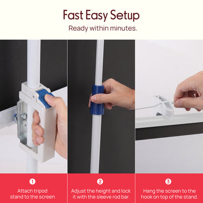 50 Portable Projector Screen Easy Setup White Matte Fabric