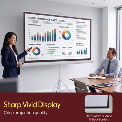 50 Portable Projector Screen Easy Setup White Matte Fabric