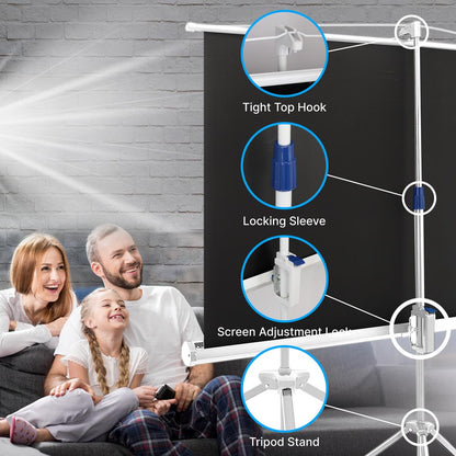 Pantalla de proyector portátil de 72" de fácil instalación con tela blanca mate y trípode