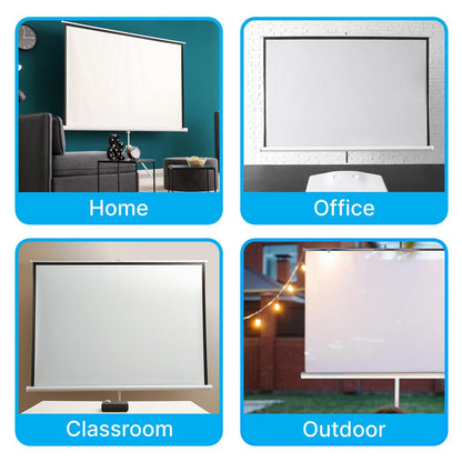 Pantalla de proyector portátil de 72" de fácil instalación con tela blanca mate y trípode