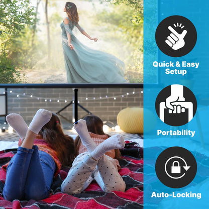 80 Portable Projector Screen Quick Setup White Matte Surface 16:9 Ratio