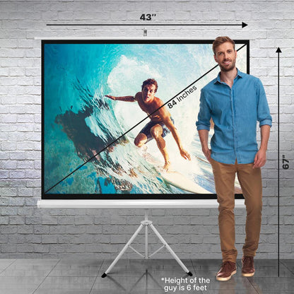 84 Portable Projector Screen Quick Setup Matte White Surface