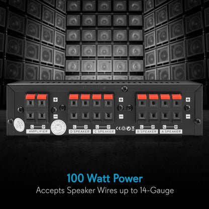 4-Zone Speaker Switch Selector 4 Pairs 100W 8 Ohm Protection Circuitry